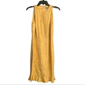 Chetta B Yellow Sleeveless Keyhole  100% Silk Beaded Flutter Hem Size 4